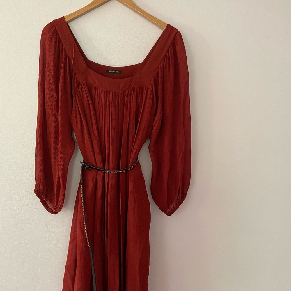 SOLD - Massimo Dutti Red Peasant Dress
